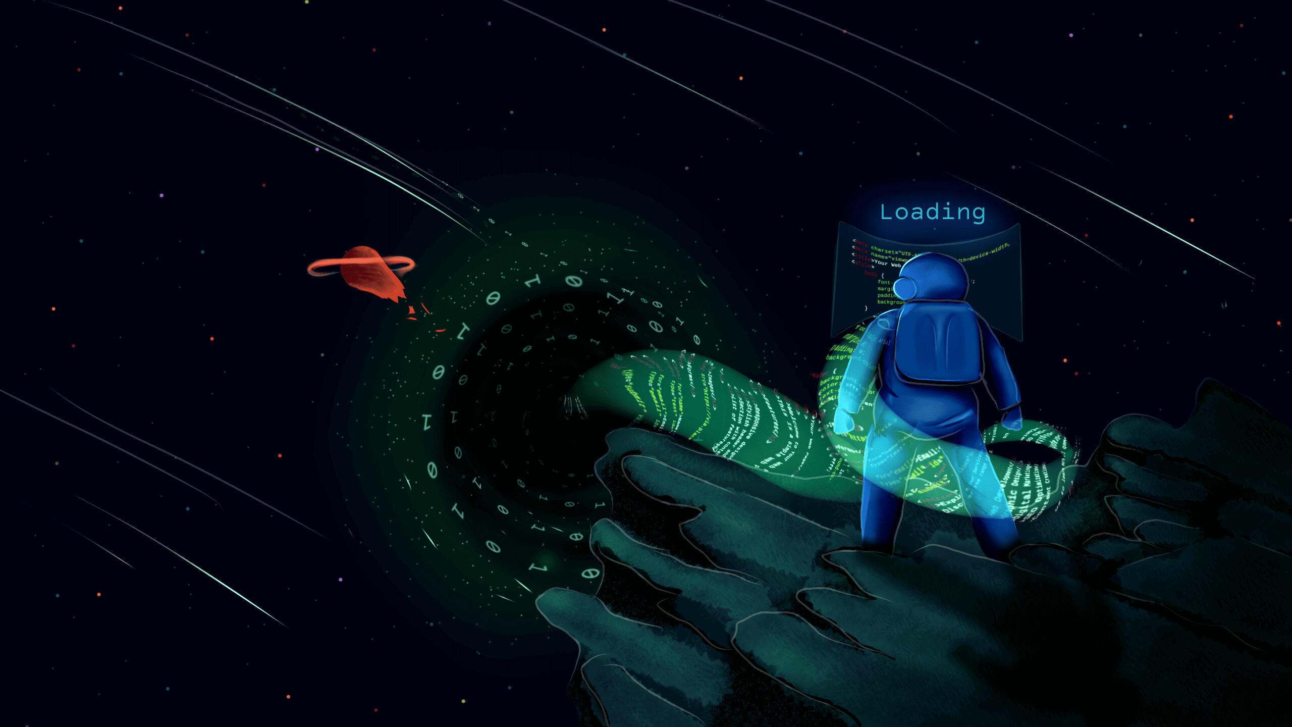 Semi-realism space, tech screen saver Semi-realism space, tech screen saver