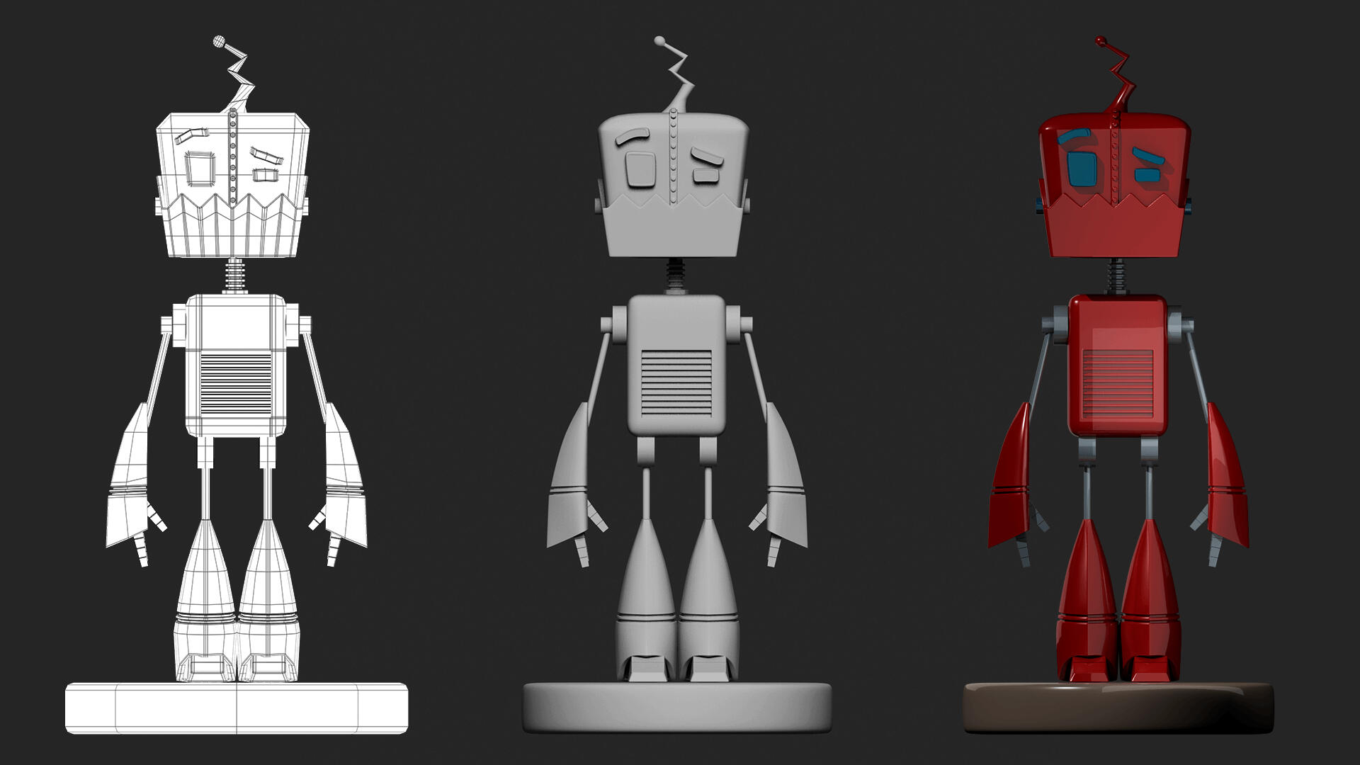 3D metal robot (box modeling, Maya) 3D metal robot (box modeling, Maya)